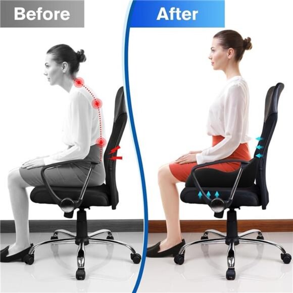 Memory Foam Seat Cushion for Office Chair Tailbone Back Pain Relief Car Desk - Picture 6 of 7